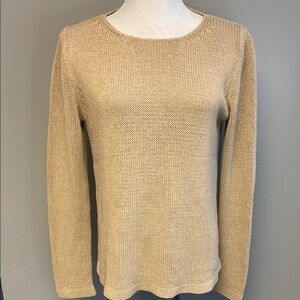 J. Crew Tan Crew Neck Sweater with Textured Knit